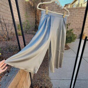 Flowy Satin Wide Leg Pants in Pastel Green/Sage size S